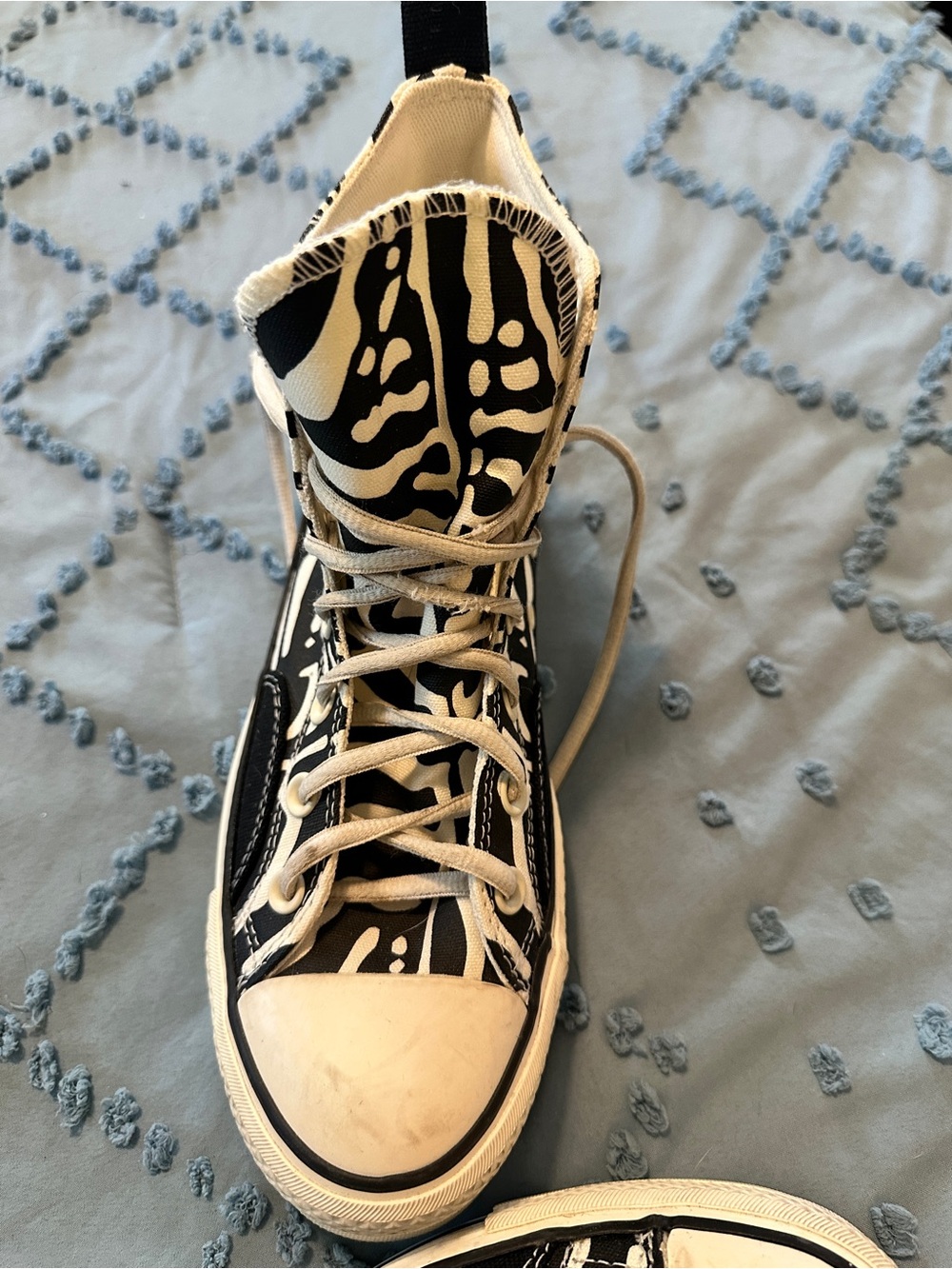 Converse Women's High-Top Sneaker in Black and Cream Zebra Print